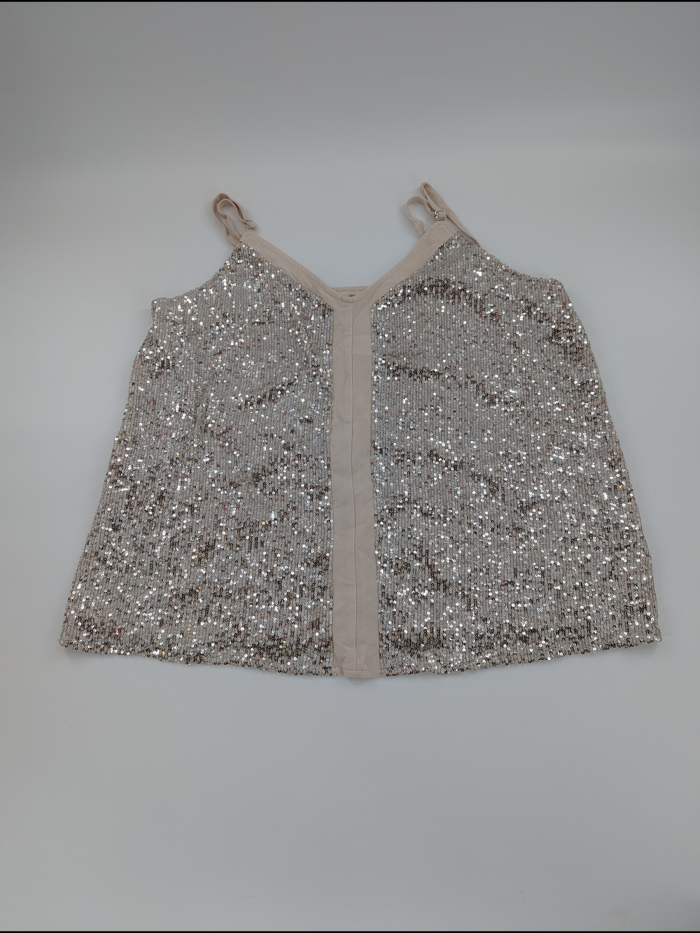 Maurices Champagne Sequin Cami Adjustable Strap Tank Top Glam XL Party Clubwear